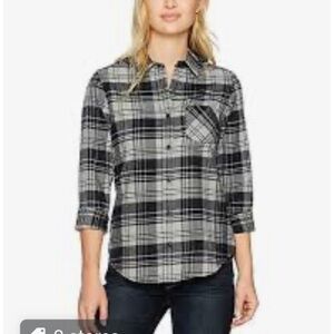 Pendleton Black Gray Plaid 100% Cotton Button Down Flannel Top Gorpcore Size S